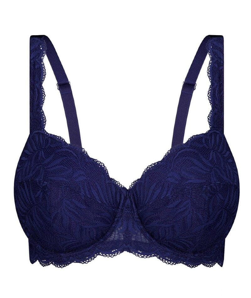 MELENECA Balconette Underwire Sexy Lace Bra for Women Blue 42B 