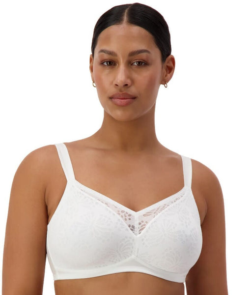 L2-1 Germany Blancheporte White Lace Wire-Free Full Support Microfiber Bra