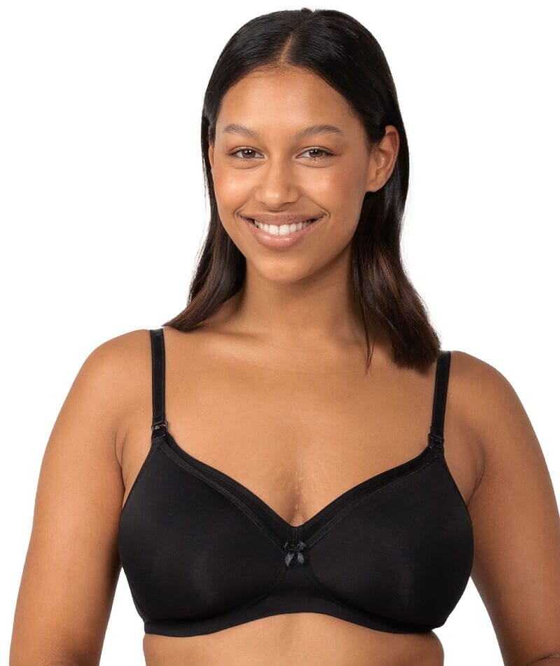 Buy Non-Padded Non-Wired Full Cup Feeding Bra in Black - Cotton