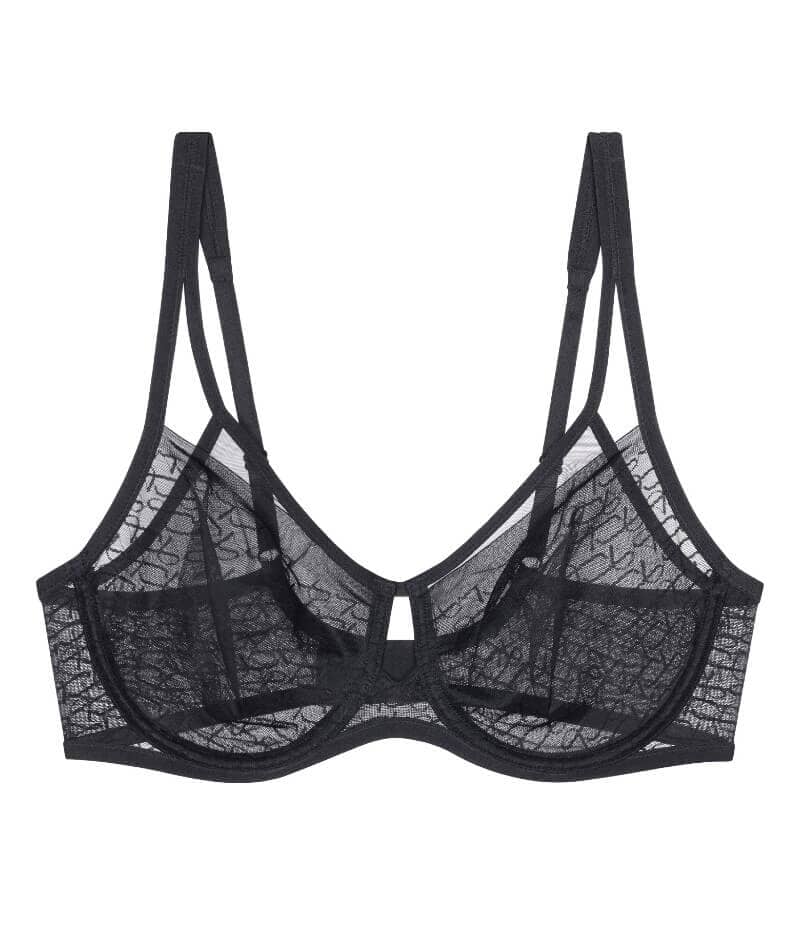 Buy Black Recycled Lace Full Cup Bra 34F, Bras