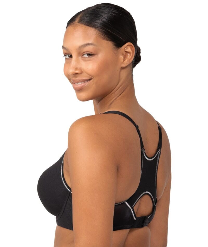 Plus Solid Cut Out Racer Back Sports Bra