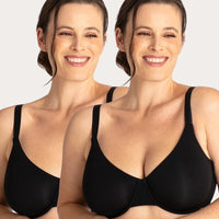 Underbliss Invisibliss Moulded Microfibre Underwire Bra 2 Pack - Black