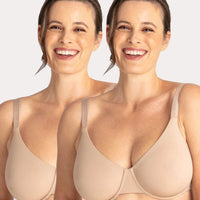 Underbliss Invisibliss Moulded Microfibre Underwire Bra 2 Pack - Nude