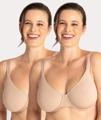 Underbliss Invisibliss Moulded Microfibre Underwire Bra 2 Pack - Nude