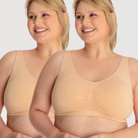 Underbliss Seamless Bamboo Blend Comfort Wire-Free Bra 2 Pack - Frappe