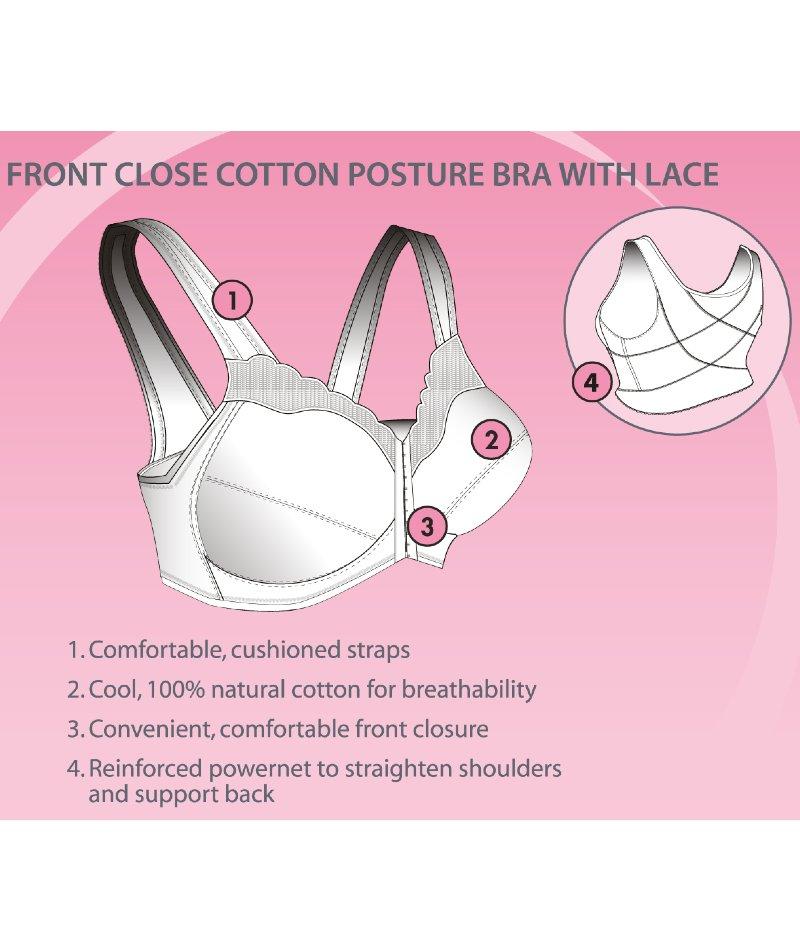 Front-Closure Cotton T-Back Comfort Bra White