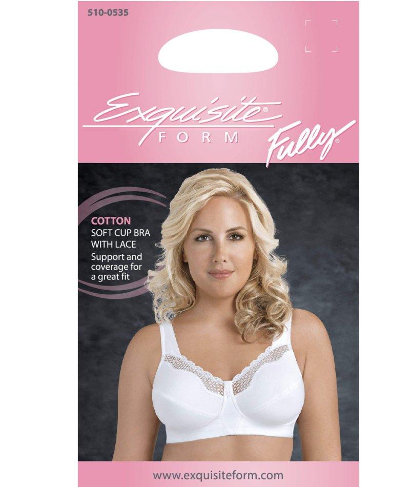 Exquisite Form Fully Cotton Soft Cup Wire-free Bra With Lace - White -  Curvy Bras
