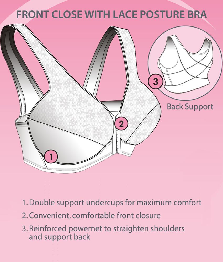 Exquisite Form Fully Front Close Wire-free Posture Bra With Lace - Whi -  Curvy Bras