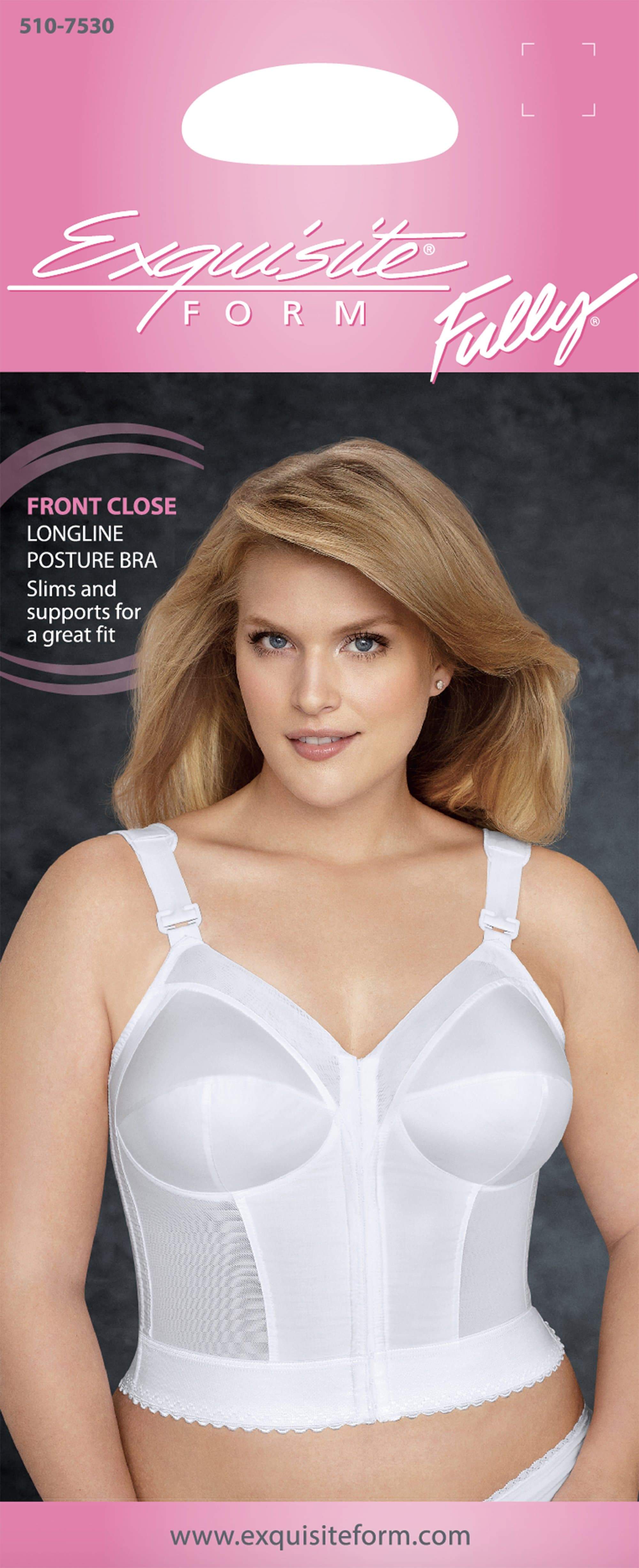 Exquisite Form Longline - - Bra Close Fully Bras White Posture Curvy Front