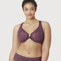 Glamorise Womens Lacey T-back Front-closure Wonderwire Underwire Bra 9246  Cappuccino 44d : Target