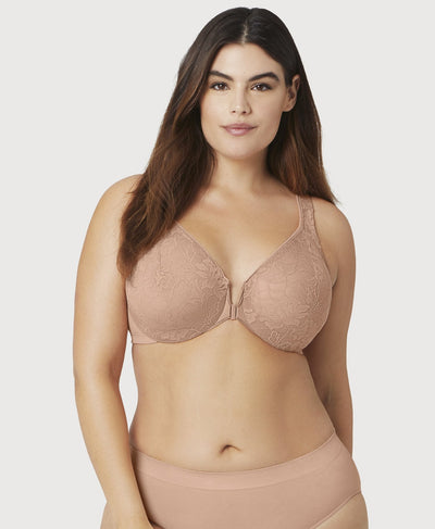 GLAMORISE New York Lace Nude Front Hook Wired Bra (34DD), Women's Fashion,  New Undergarments & Loungewear on Carousell