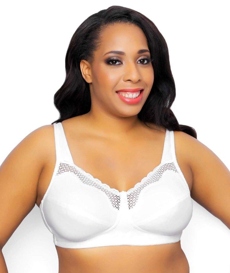 Exquisite Form Fully Cotton Soft Cup Wire Free Bra With Lace White Curvy Bras