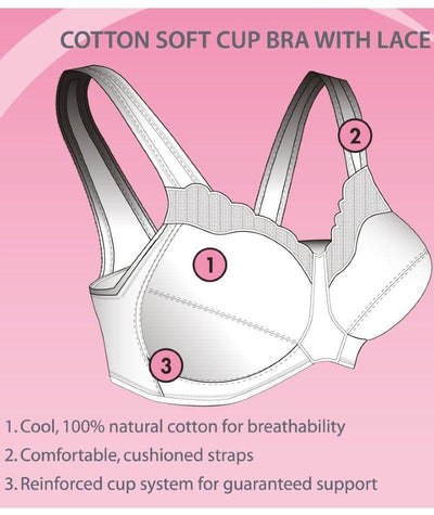 Bodycare cotton wirefree adjustable straps soft cup padded bra-5543PIW