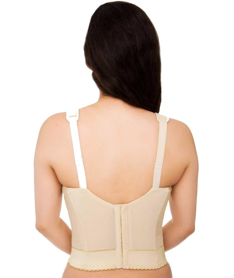 Women's Plus Size Back-Hook Longline Posture Bra, With Embroidery - Nude,  52 D