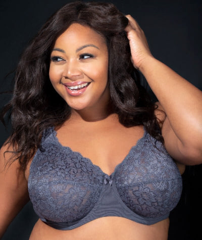 Elila GREY Full Coverage Stretch Isabella Lace Underwire Bra US 38K UK 38H  for sale online