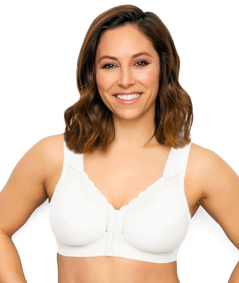 Collections Etc Front Hook Closure Exquisite Form Support Bra 36C White  Full Coverage Bras
