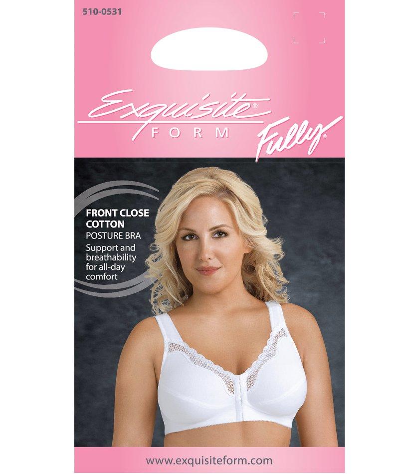 Exquisite Form Fully Front Close Cotton Posture Bra with Lace