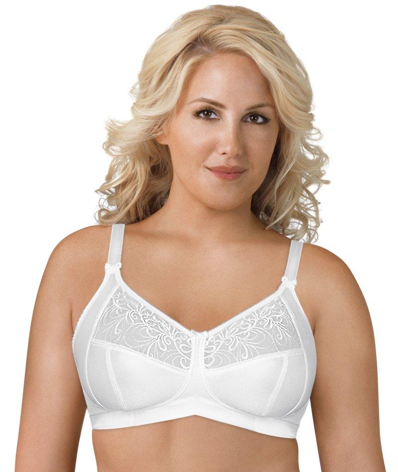 Beauforme Bra size 34E firm control soft cup unpadded non wired satin cup  White