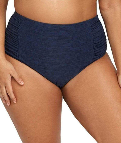 Artesands Melange Rouched Side High Waist Swim Brief - Navy Swim