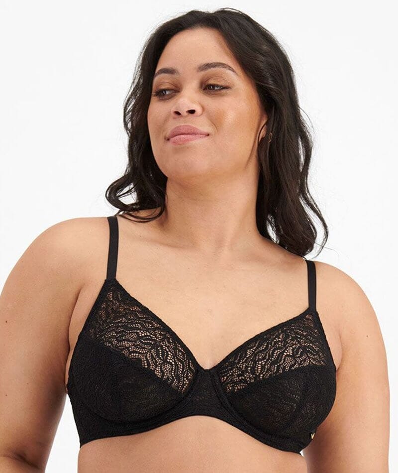 Buy Black Recycled Lace Full Cup Bra 32C, Bras