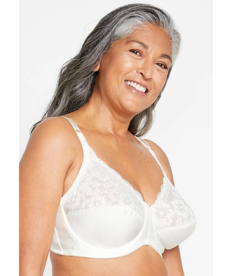 Womens Non-Padded Classic Lace Full Cup Bras Non-Wired Minimiser