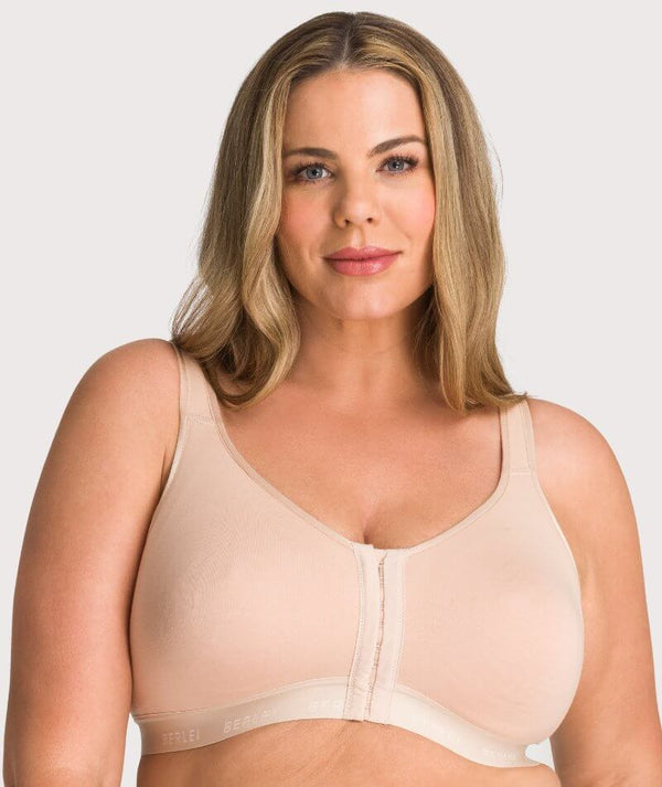 Womens Bra Plus Size Full Coverage Wirefree Non-Padded Cotton Stretchy 50A  White