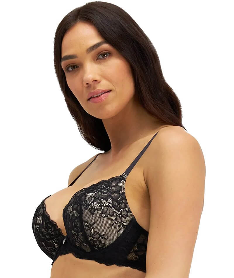 black and nude lace nursing t-shirt bras - 2 pack