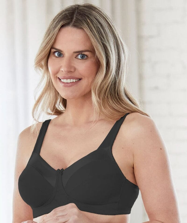 Bestform Floral Trim Wire-free Cotton Bra with Lightly Lined Cups - Wh -  Curvy Bras