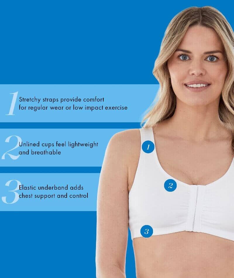 Best Form Posture Non Underwire Control Front Opening Bra White