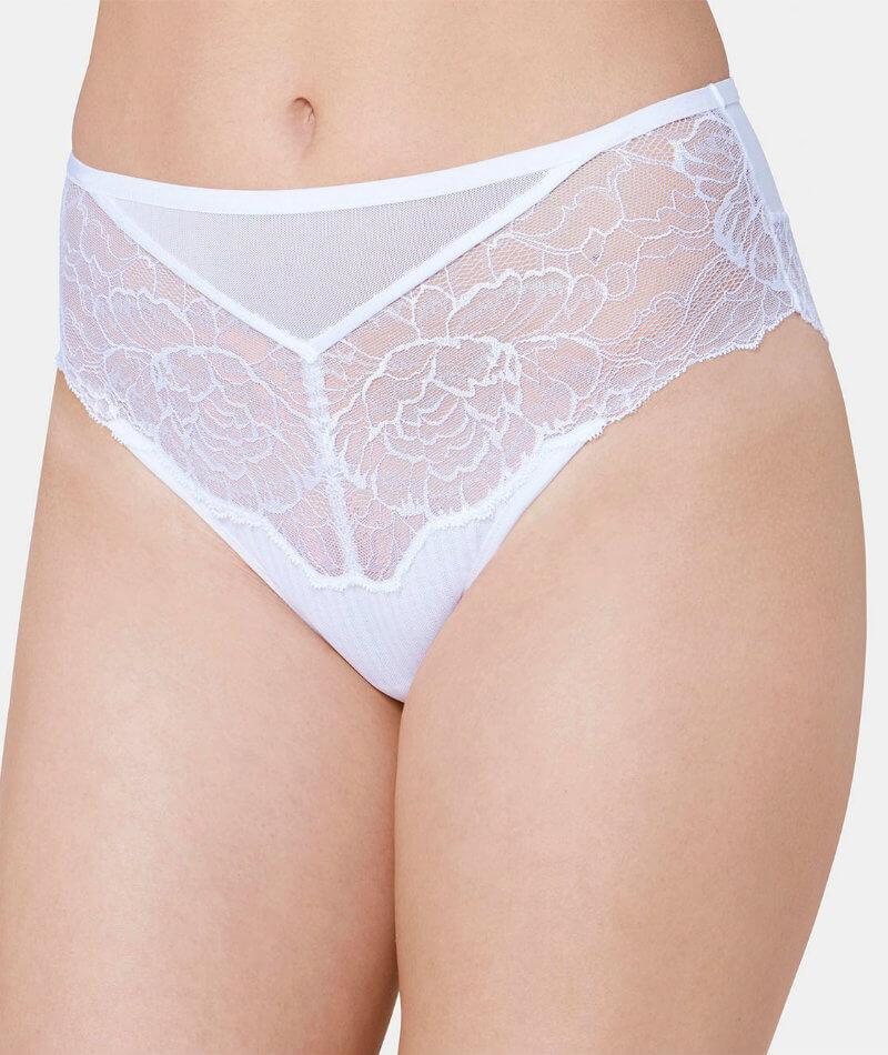 Buy Boudoir Collection White Lace High Leg Knickers 12, Knickers