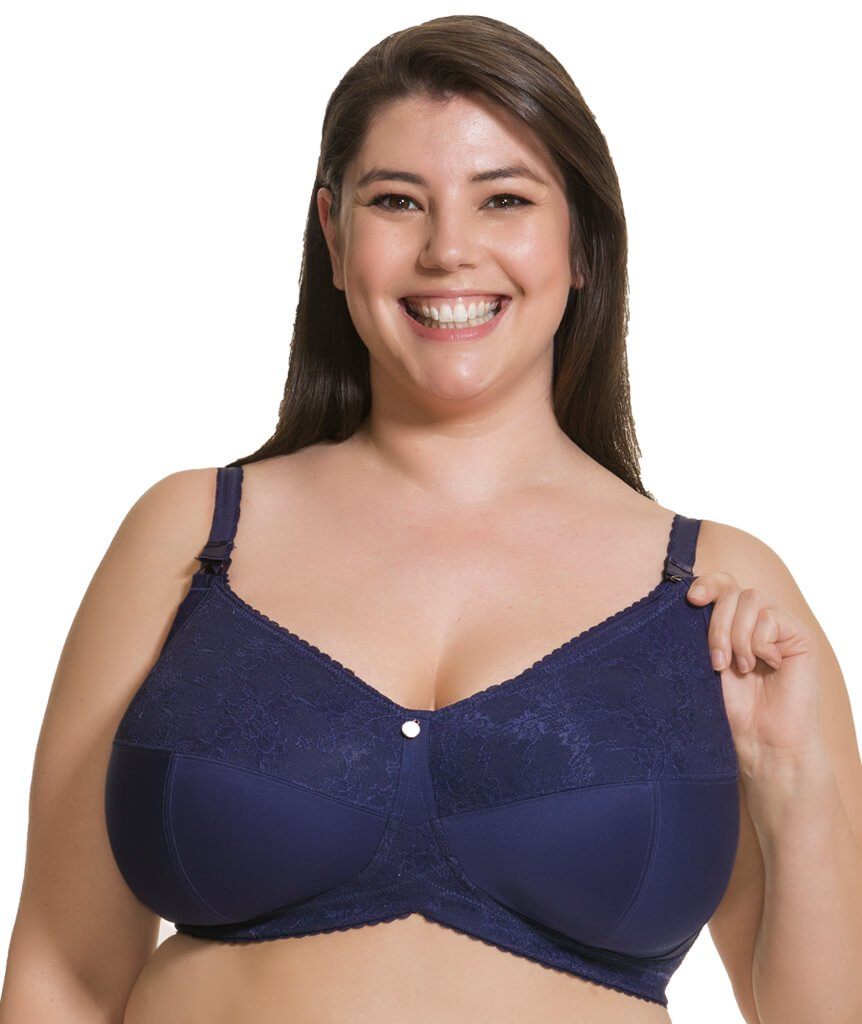 Cake Fig Mousse Padded Plunge Wirefree Maternity Bra in Blue - Busted Bra  Shop