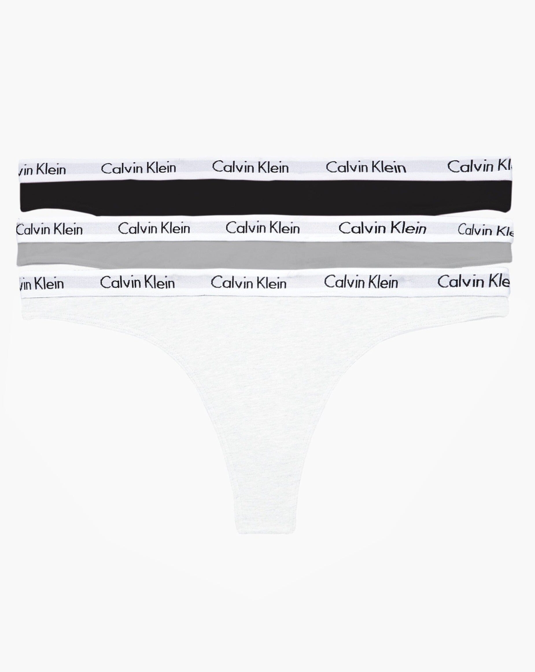 Calvin Klein Carousel Cotton 3-pack Thong Underwear Qd3587 In Feeder Stripe  Plum Berry/grey Heather/pink Smoothie