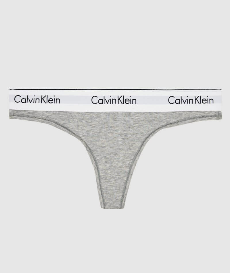 Calvin Klein Women's Motive Cotton Thong 3-Pack - Royalty/Blue Stripe/Grey  Heather