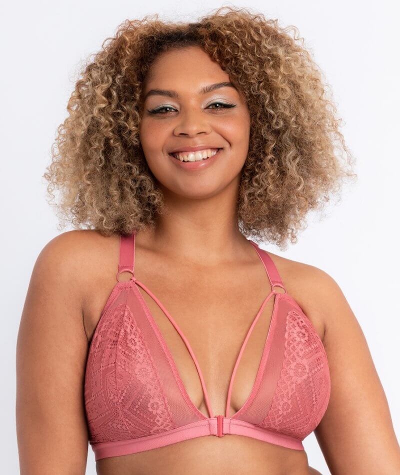 Women's Bra V-neck Full Coverage Non Padded Underwire Plus Size Bra (Color  : Rose, Size : 40G)