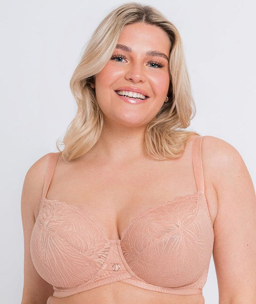 Comfortable pink invisible lace underwire full cup bra, VERITY
