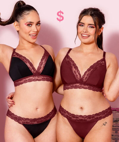 Curvy Kate Twice the Fun Reversible Thong - Oxblood/Black Knickers