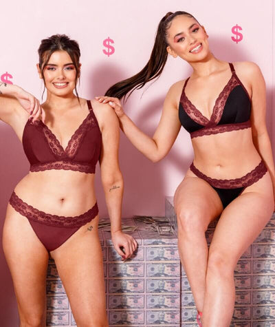 Curvy Kate Twice the Fun Reversible Thong - Oxblood/Black Knickers