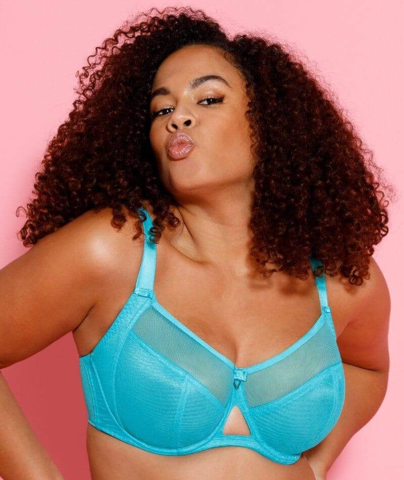 Curvy Kate Eye Spy Non Padded Sheer Mesh And Lace Bra in Pink