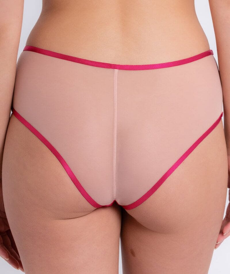 Curvy Kate Lifestyle Shorts Brief Mid Rise Semi Sheer Knickers Briefs  Lingerie Bright Pink