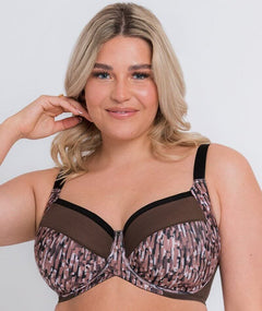 Curvy Kate Wonderfully Full Cup Bra - Cocoa Print Brown - Curvy Bras