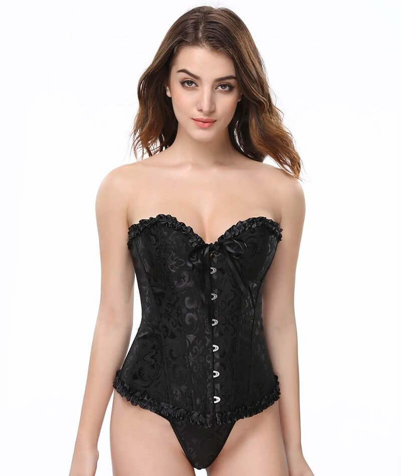 Non-padded Lace Bustier - Black - Ladies