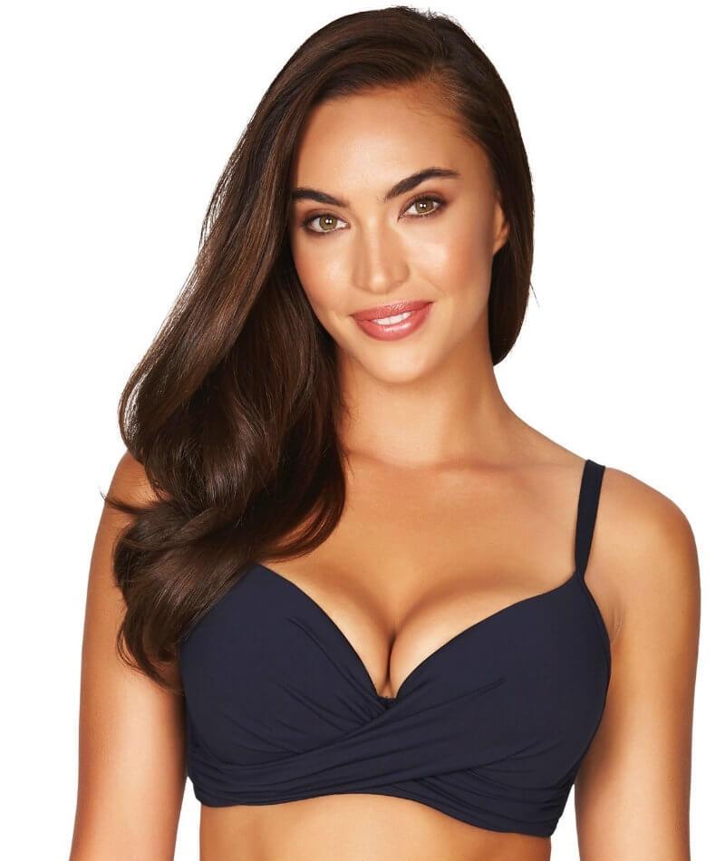 Sea Level Essentials Cross Front Moulded Underwire D-DD Cup Bikini Top -  Night Sky Navy