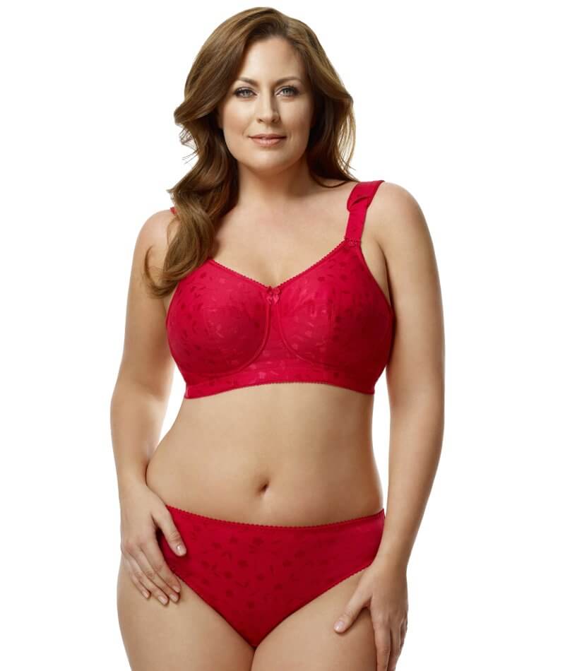 Elila Stretch Lace Full Coverage Underwire Bra in Red - Busted Bra Shop