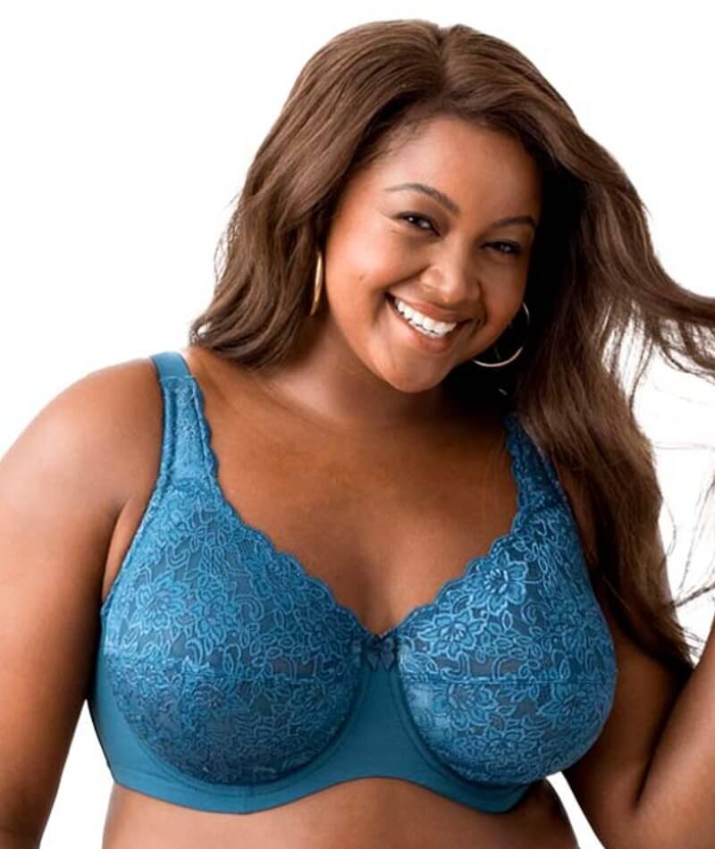 Shapely Figures Bra Teal Lace 46 DD Underwire Non-padded New KF238