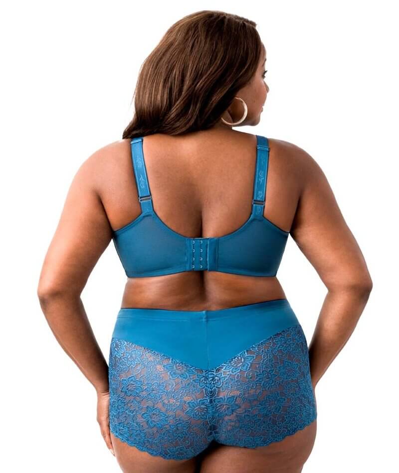 Elila Full Coverage Stretch Lace Underwired Bra - Teal - Curvy Bras