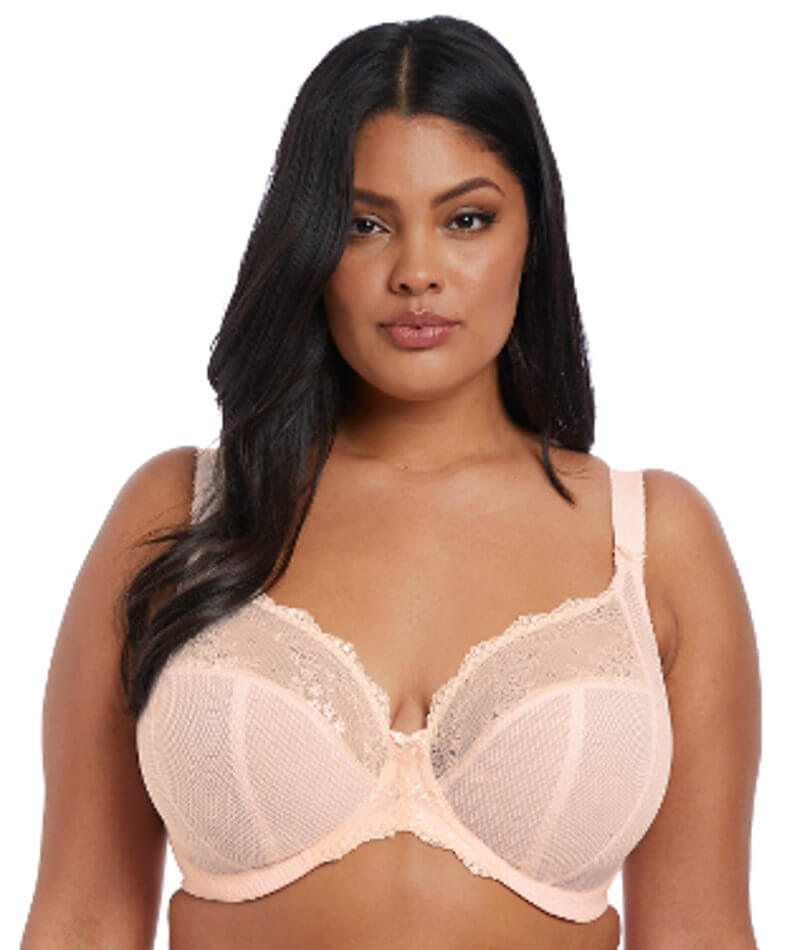 Elomi Charley Banded Stretch Lace Plunge Underwire Bra (4382),42HH,Pansy