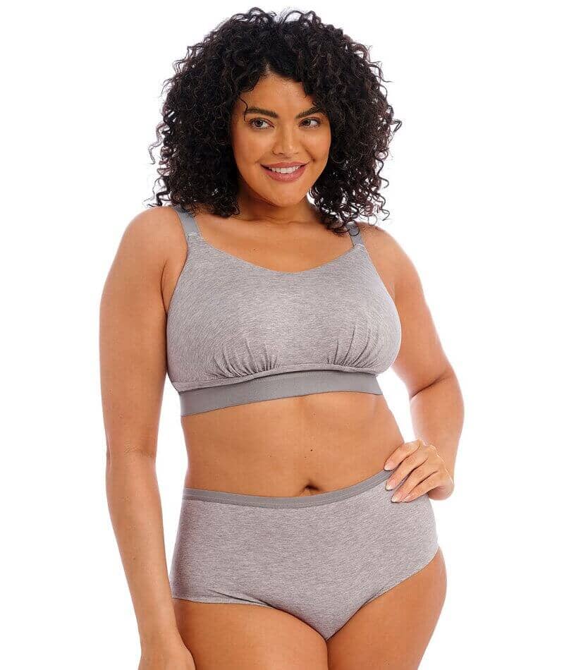  Womens Bra Plus Size Full Coverage Wirefree Non-Padded  Cotton 36G Grey