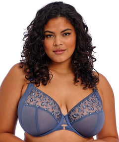 Elomi Namrah Underwired Bandless Plunge Bra - Stonewash - Curvy Bras