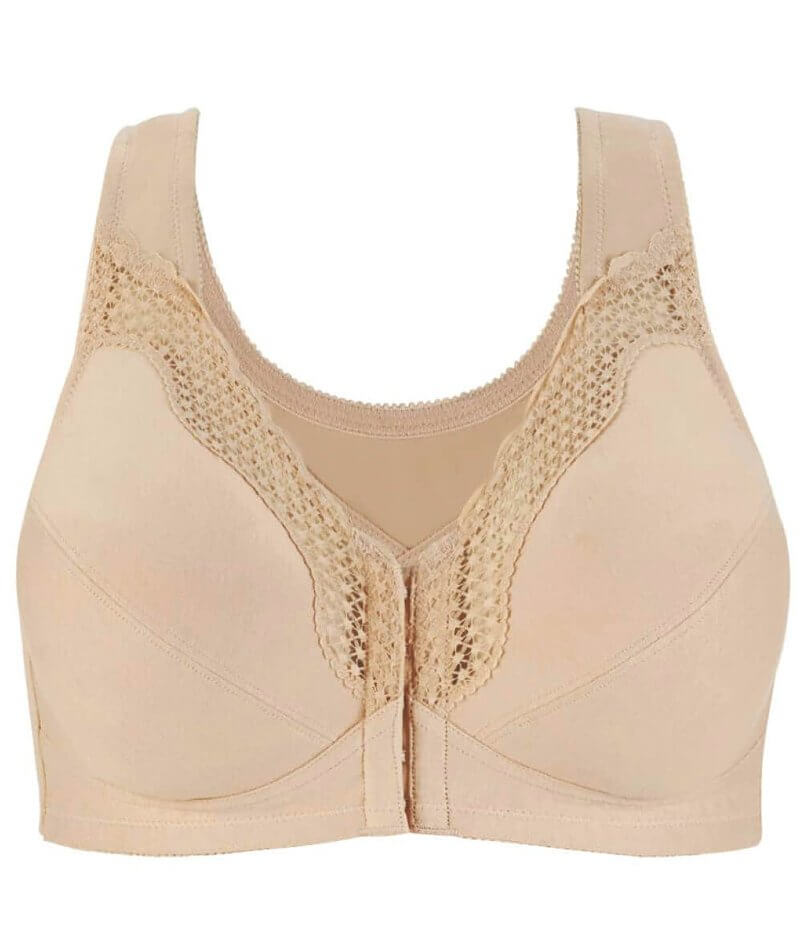 Exquisite Form Fully Front Close Wire-free Posture Bra With Lace - Bla -  Curvy Bras