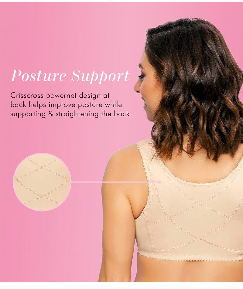 Exquisite Form® Women's FULLY Lace Wireless Back & Posture Support Bra with  Front Closure-5100565
